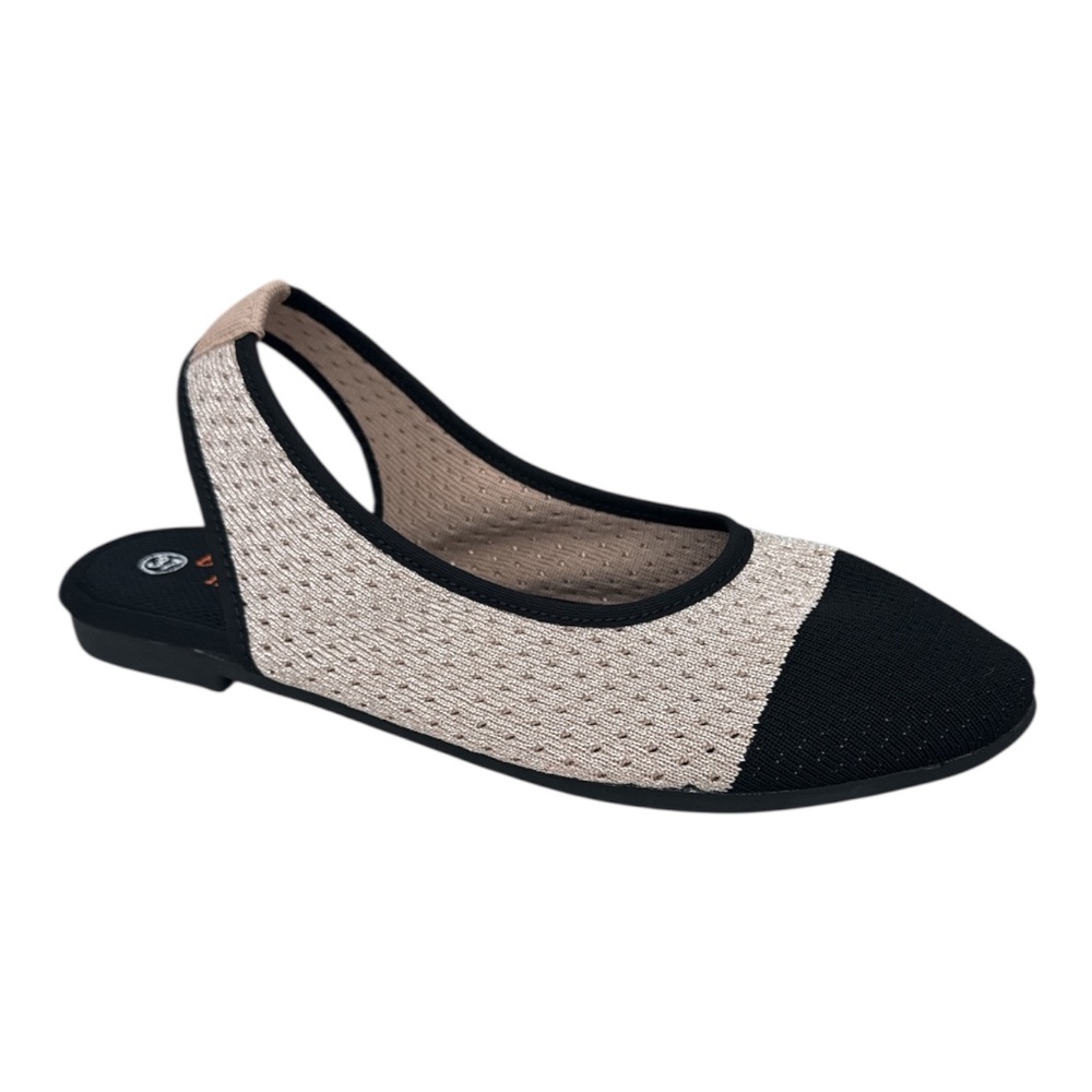 Bernie Mev Alexa Women’s Slingback Flats Blush Silver Knit – Comfort Stretch NWB